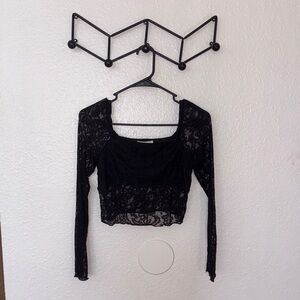 Chic Black Lace Long Sleeve Blouse